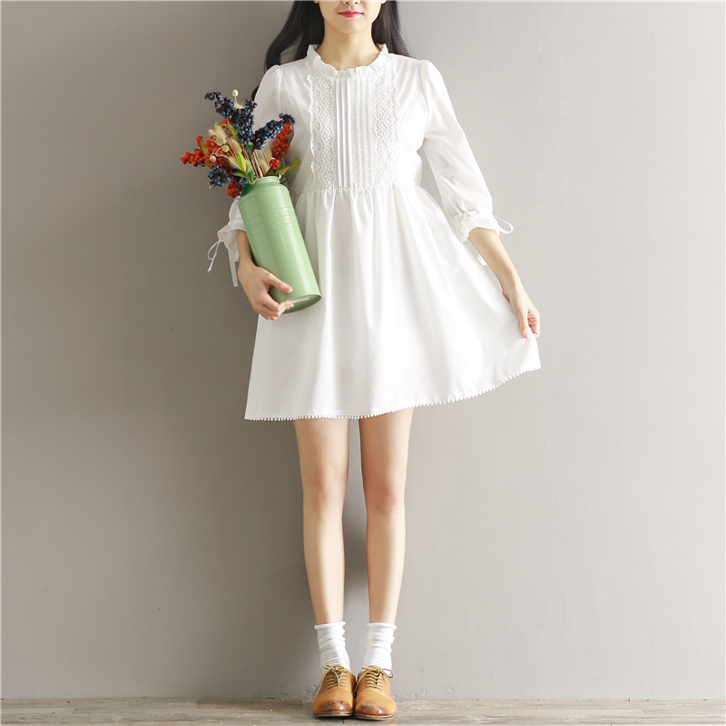 Womens-Dresses-Spring-Cotton-Women-White-Lace-Dress-Stand-Collar-Half-Sleeve-Lolita-Dress-Size-S-XL-32791920145