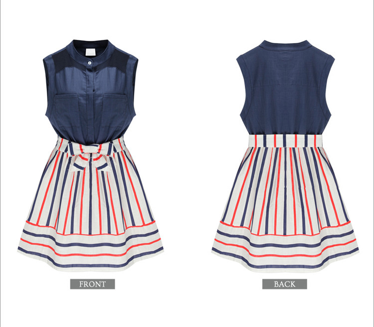 Womens-Summer-Style-Fashion-Stand-Collar-Stripes-Spell-Color-Slim-Sleeveless-Dress-Plus-Size-PA3251-32639779851