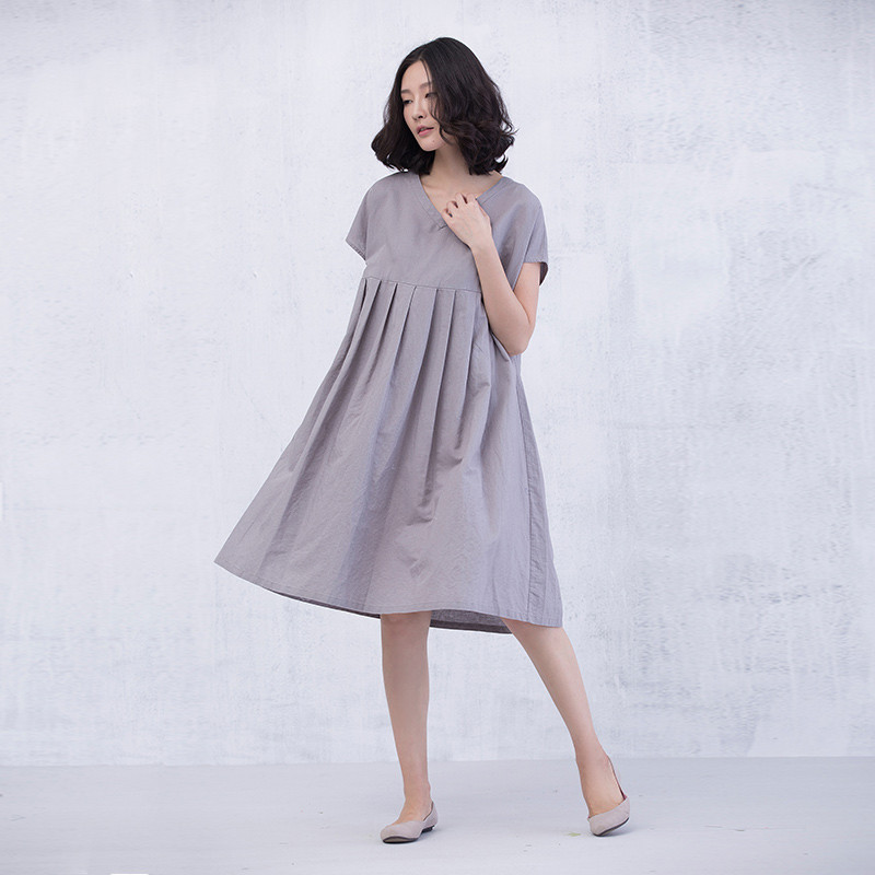 XianRan-Women-Dress-Loose-Waist-Fold-Dresses-Plus-Size-Dress-Free-Shipping-32662590286