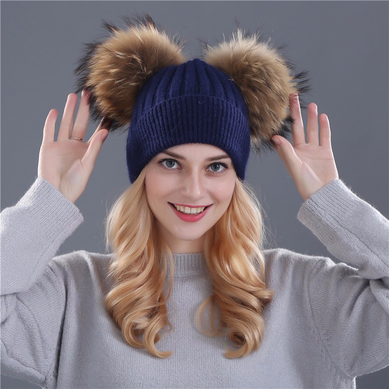 Xthree-winter-hat-for-women-wool-knitting-beanies-natural-fur-double-pom-poms-Skullies-girls-hat-fem-32757896874