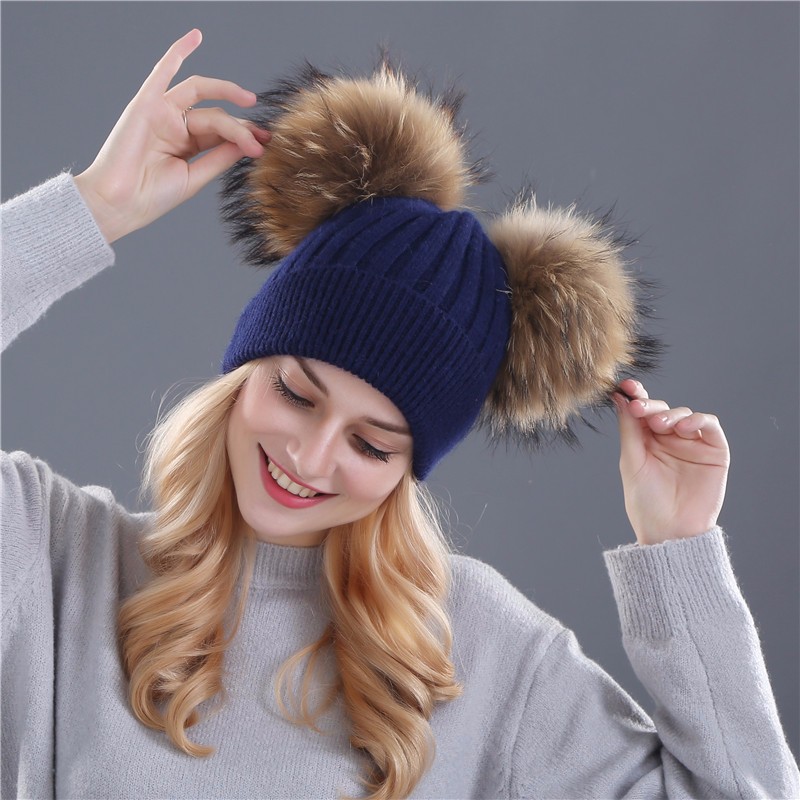 Xthree-winter-hat-for-women-wool-knitting-beanies-natural-fur-double-pom-poms-Skullies-girls-hat-fem-32757896874