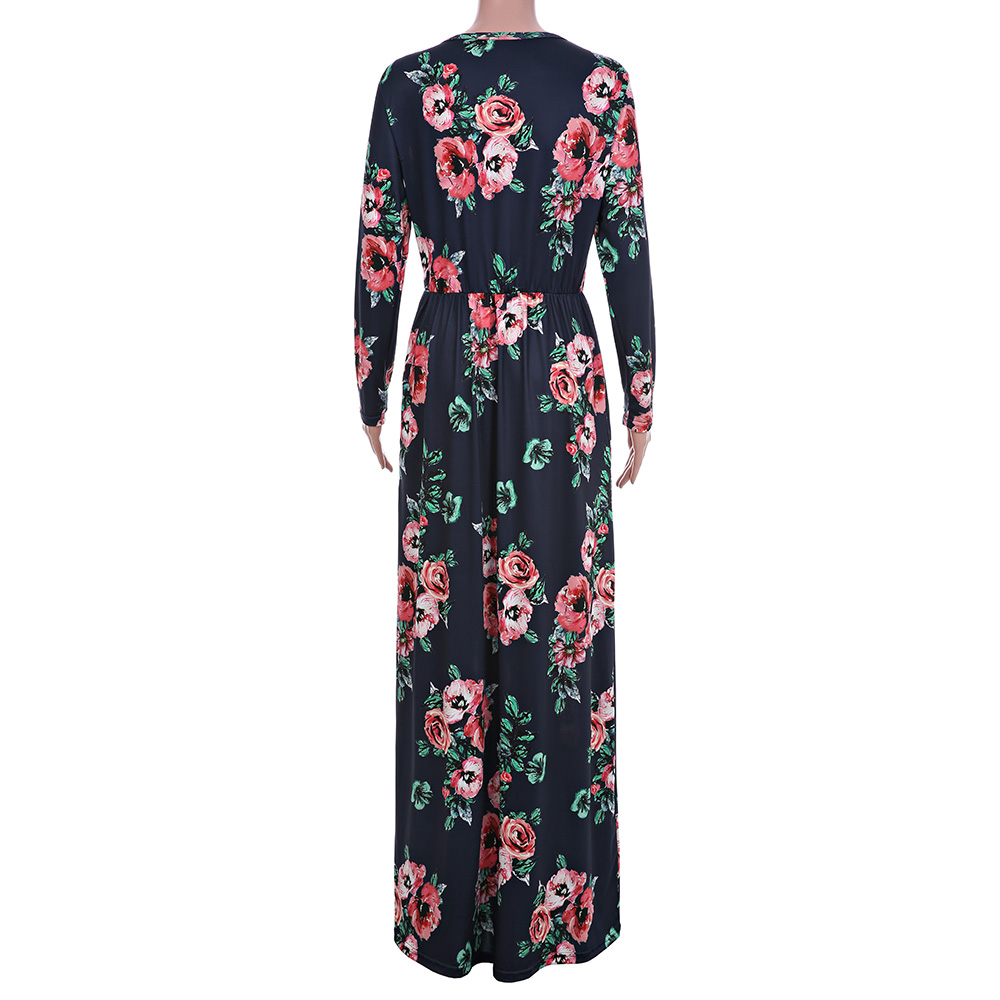 Ybenlow-2017-Women-Dresses-Long-Fashion-Printed-Maxi-Dress-O-neck-Three-Quarter-Sleeve-Empire-Flower-32790666089