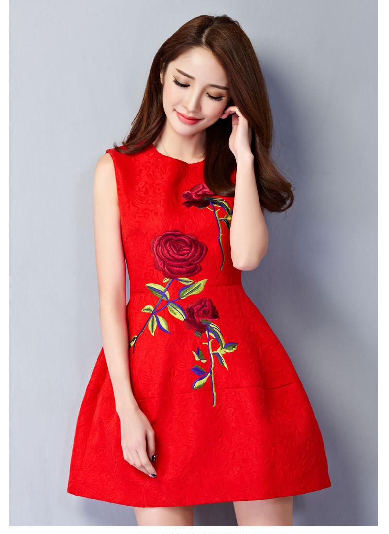 YuooMuoo-New-Women-Dress-European-Style-Elegant-Rose-Embroidery-Dress-A-line-Short-Party-Dresses-Red-32606658966