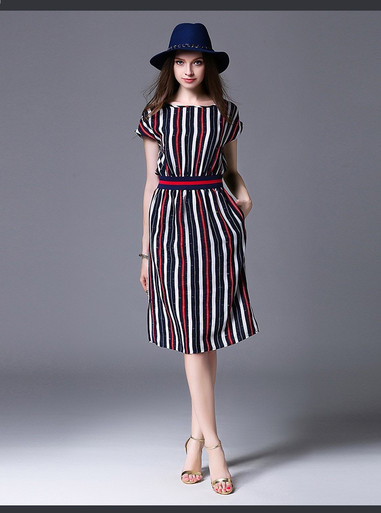 YuooMuoo-Plus-Size-European-Fashion-Women-Dress-Knee-length-Casual-Striped-Dress-Batwing-Sleeve-Eleg-32688175957