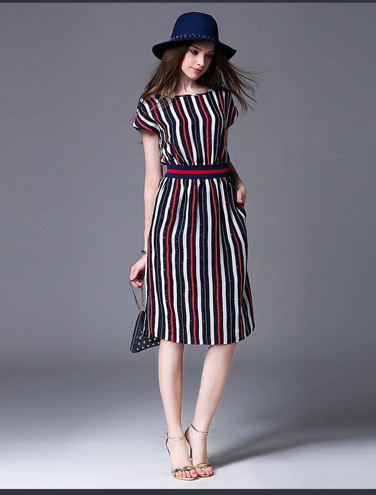 YuooMuoo-Plus-Size-European-Fashion-Women-Dress-Knee-length-Casual-Striped-Dress-Batwing-Sleeve-Eleg-32688175957