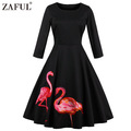 ZAFUL-2017New-34-Cuff-Sleeves-Women-Rose-Flower-Print-Vintage-Dress-Party-Prom-Swing-Rockabilly-Retr-32772977711