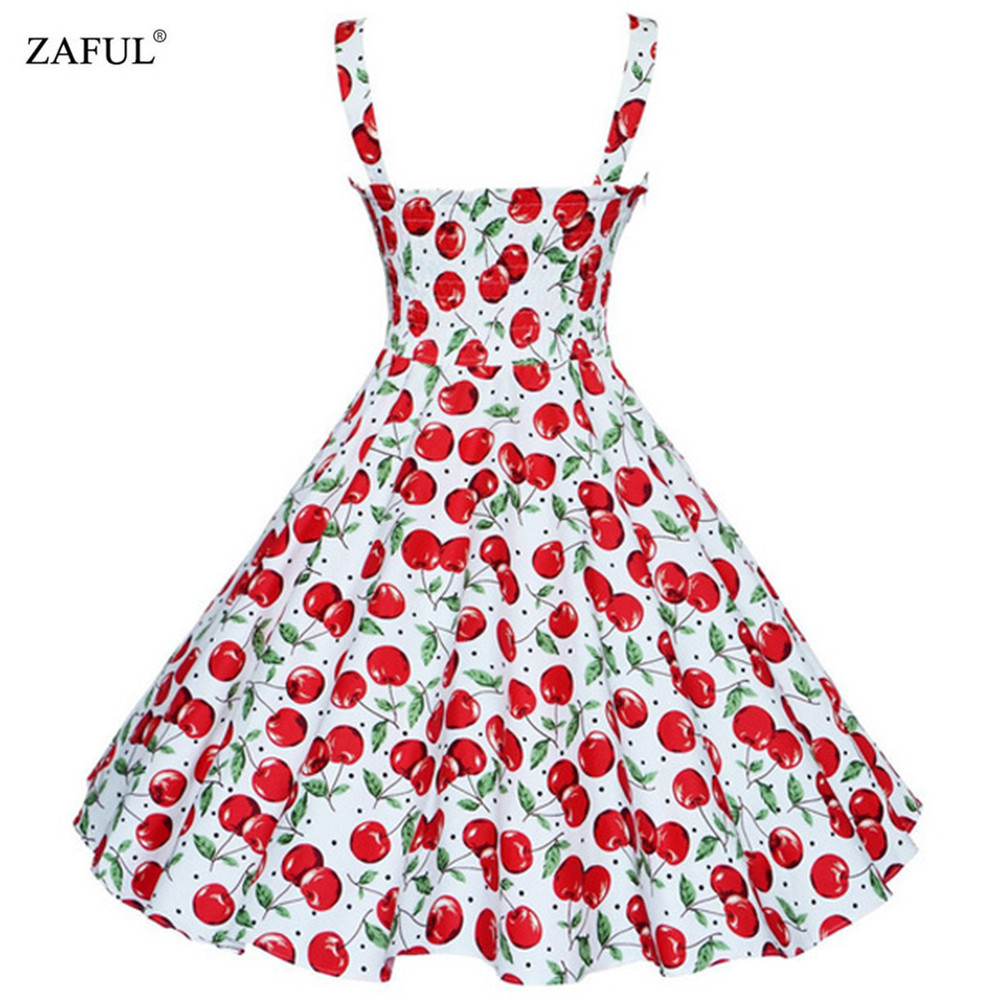 ZAFUL-4XL-Women-Dress-Summer-Sleeveless-Casual-Retro-Vintage-1950s-60s-Cherry-Big-Swing-Mini-Floral--32649890521