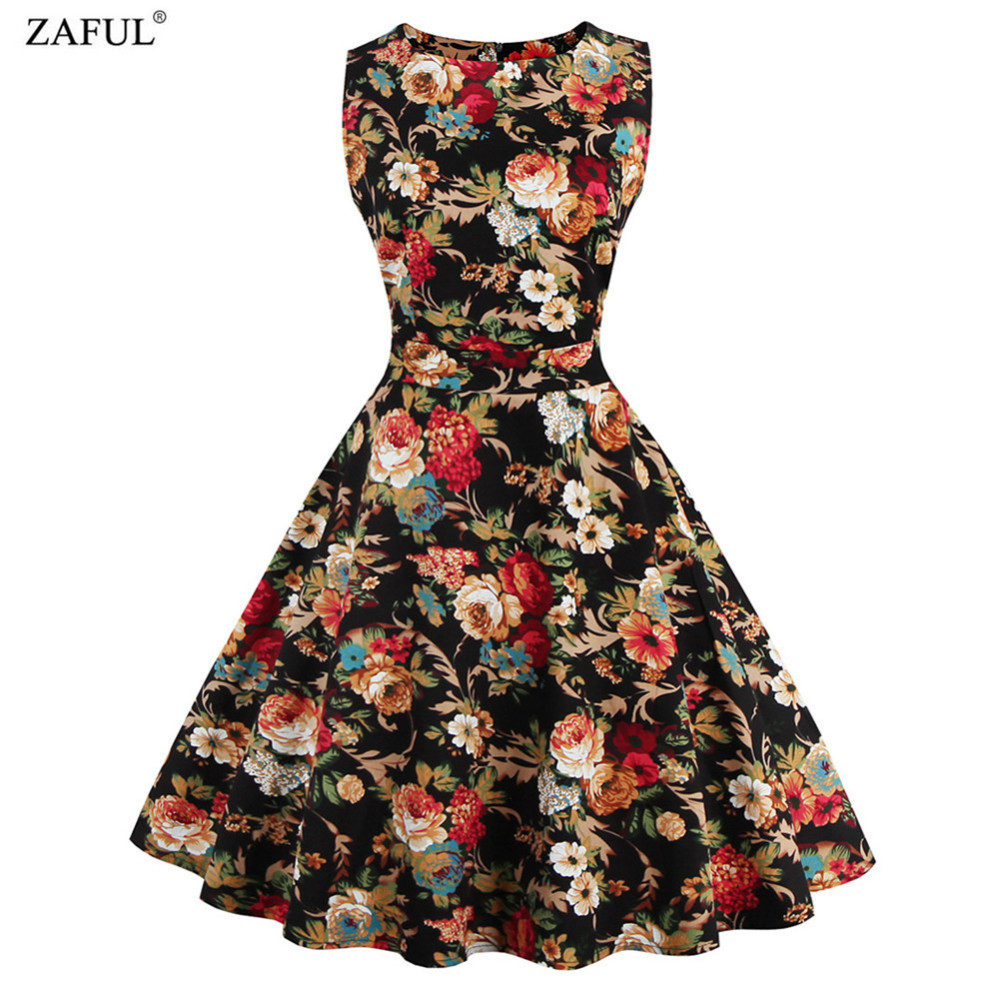 ZAFUL-4XL-Women-summer-vintage-Dress-Audrey-Hepburn-1950-60S-O-neck-Sleeveless-Floral-Print-Patry-Re-32691292739