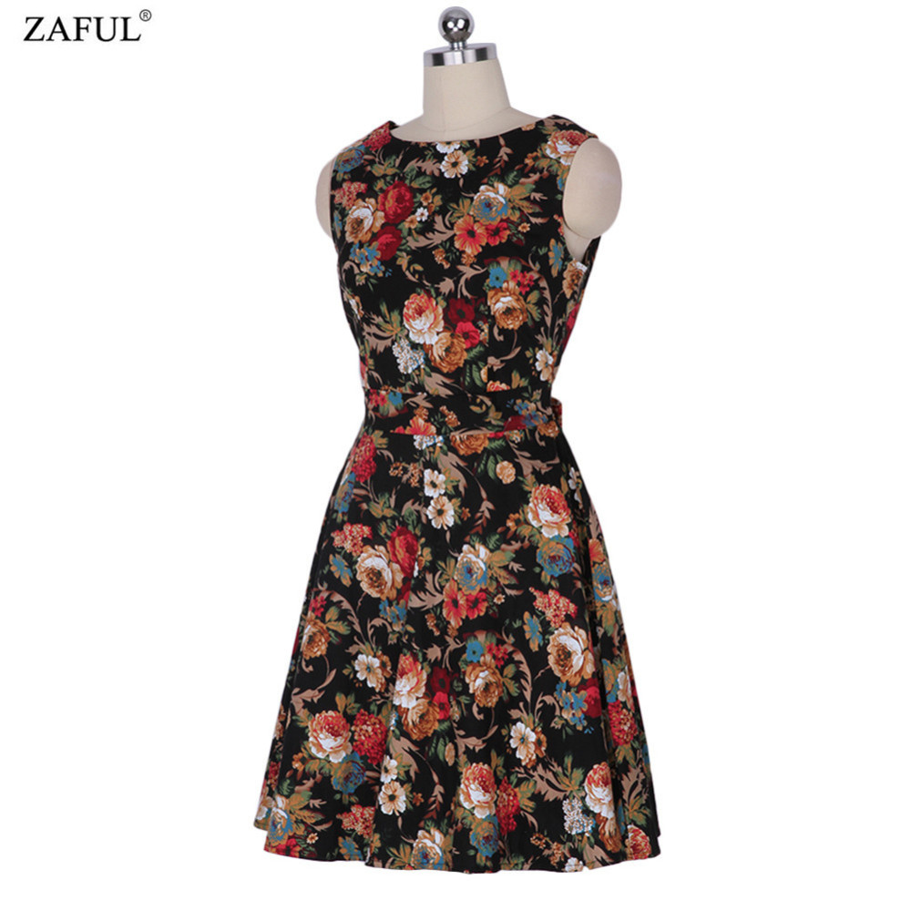 ZAFUL-4XL-Women-summer-vintage-Dress-Audrey-Hepburn-1950-60S-O-neck-Sleeveless-Floral-Print-Patry-Re-32691292739