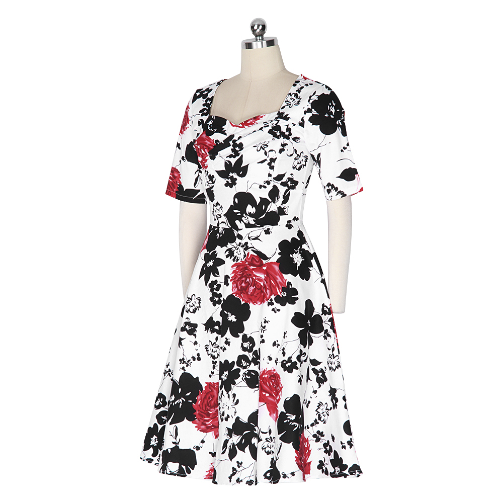 ZAFUL-Elegance-Style-Women-Rose-Floral-Print-Vintage-Dress-60s-Swing-Retro-Party-Dress-Feminino-Vest-32797919336