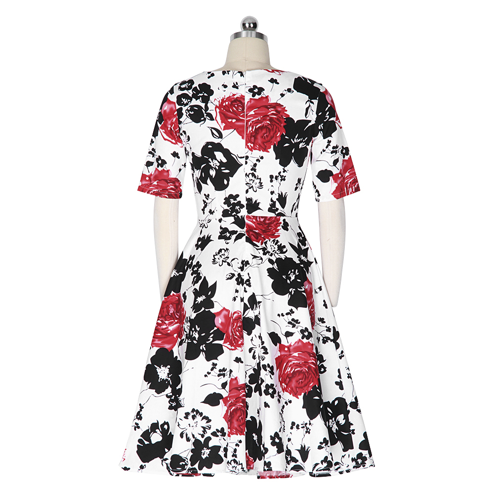 ZAFUL-Elegance-Style-Women-Rose-Floral-Print-Vintage-Dress-60s-Swing-Retro-Party-Dress-Feminino-Vest-32797919336