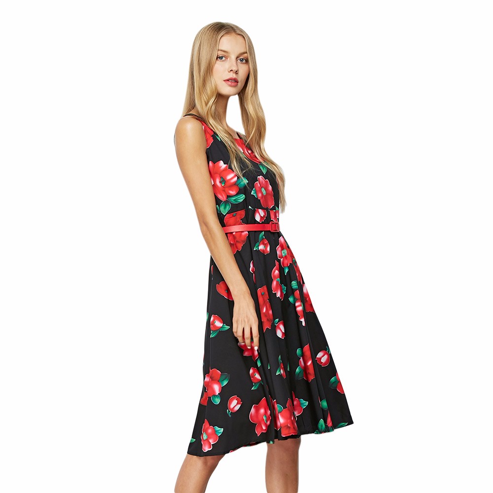 ZAFUL-Floral-Sleeveless-Belts-Vintage-Dress-O-Neck-A-Line-60s-Retro-Swing-Party-Feminino-Vestidos-Co-32789735908