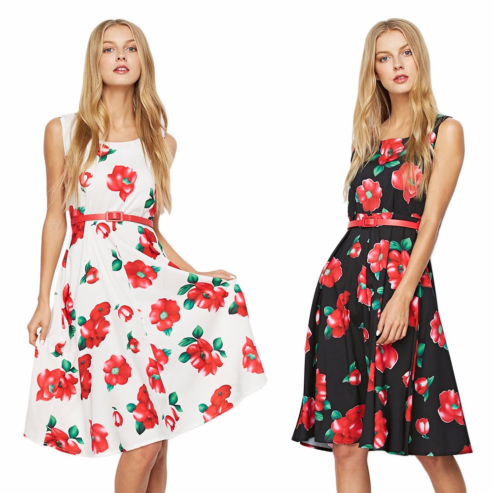 ZAFUL-Floral-Sleeveless-Belts-Vintage-Dress-O-Neck-A-Line-60s-Retro-Swing-Party-Feminino-Vestidos-Co-32789735908