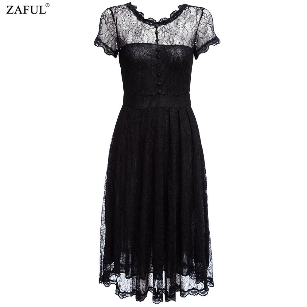 ZAFUL-New-Black-Women-Retro-Dress-Audery-Vintage-Elegant-1950S-60S-Short-Sleeve-Big-Hem-Lace-Party-D-32706628683