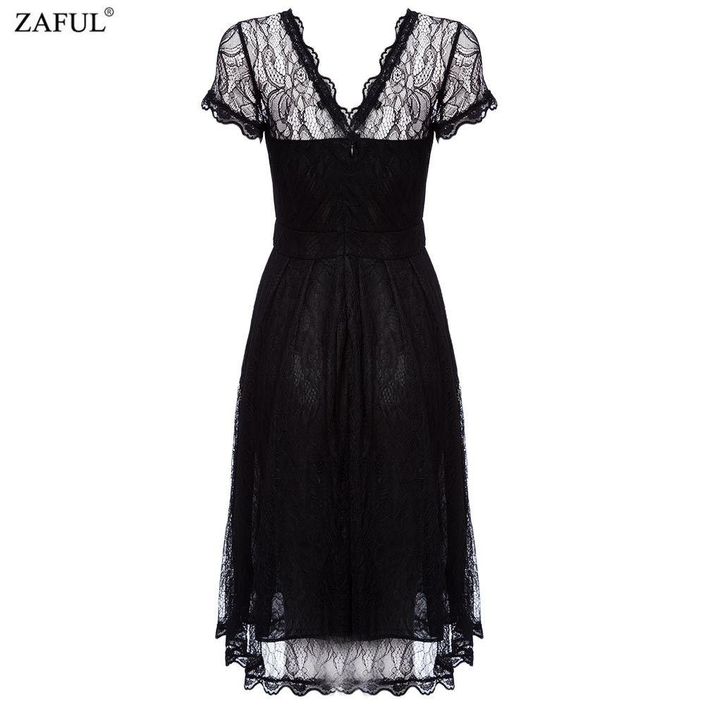 ZAFUL-New-Black-Women-Retro-Dress-Audery-Vintage-Elegant-1950S-60S-Short-Sleeve-Big-Hem-Lace-Party-D-32706628683