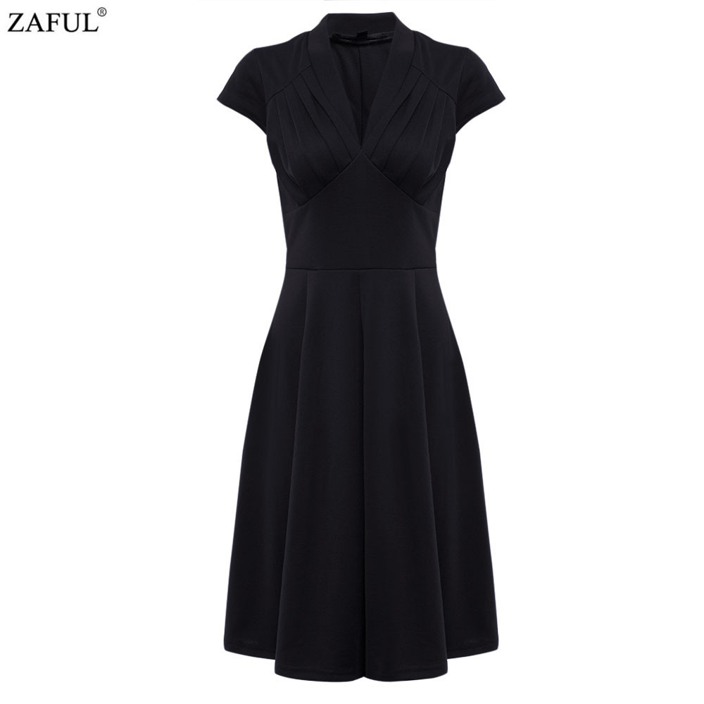 ZAFUL-New-Women-Retro-Dress-Audery-Hepbum-Vintage-Elegant-1950S-60S-Short-Sleeve-Sexy-V-Neck-Party-D-32707947043