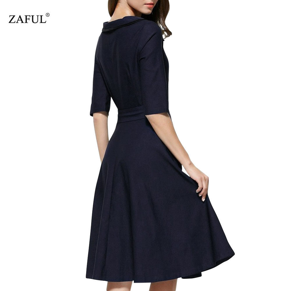 ZAFUL-New-Women-Retro-Dress-Audery-Vintage-Elegant-1950S-60S-half-Sleeve-Big-Hem-button-Party-Dresse-32748276014