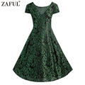 ZAFUL-Plus-Size-S4XL-Brand-New-Women-Sleeveless-High-Waist-Turn-Down-Collar-Vintage-Dress-Polka-Dot--32770420906