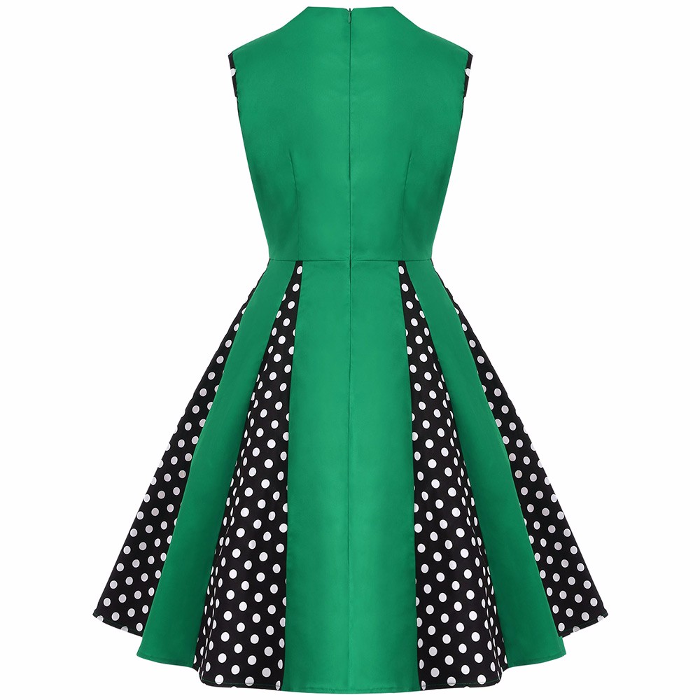 ZAFUL-Plus-Size-S4XL-Brand-New-Women-Sleeveless-High-Waist-Turn-Down-Collar-Vintage-Dress-Polka-Dot--32770420906