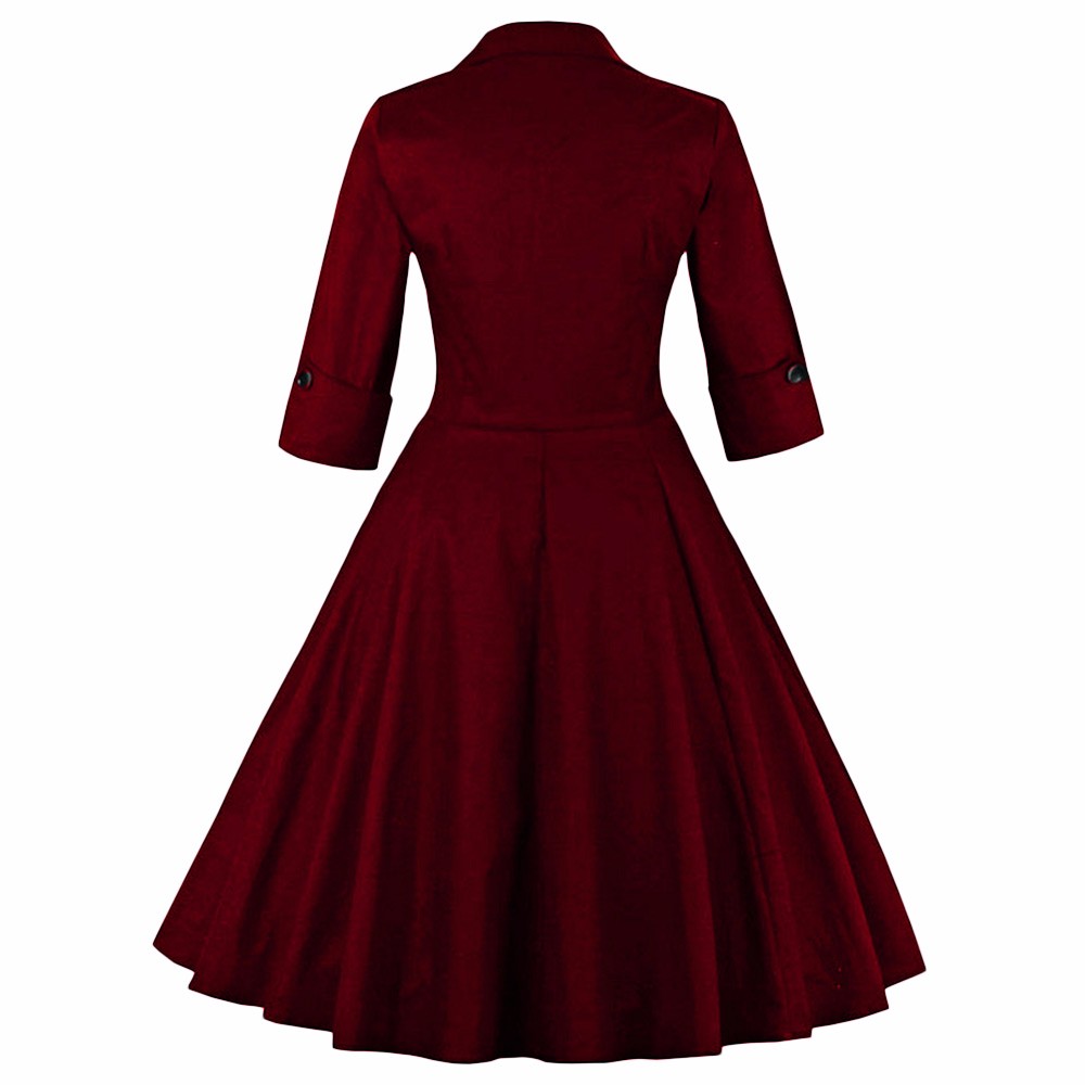 ZAFUL-Plus-Size-S4XL-Women-Elegant-Vintage-Swing-Dress-Party-Dresses-34-Sleeves-Square-Neck-60s-Rock-32772775950