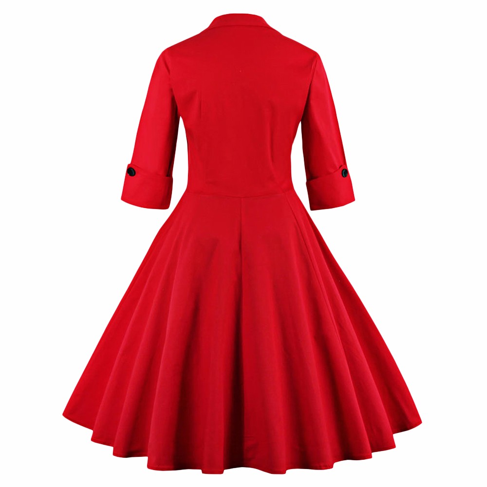 ZAFUL-Plus-Size-S4XL-Women-Elegant-Vintage-Swing-Dress-Party-Dresses-34-Sleeves-Square-Neck-60s-Rock-32772775950