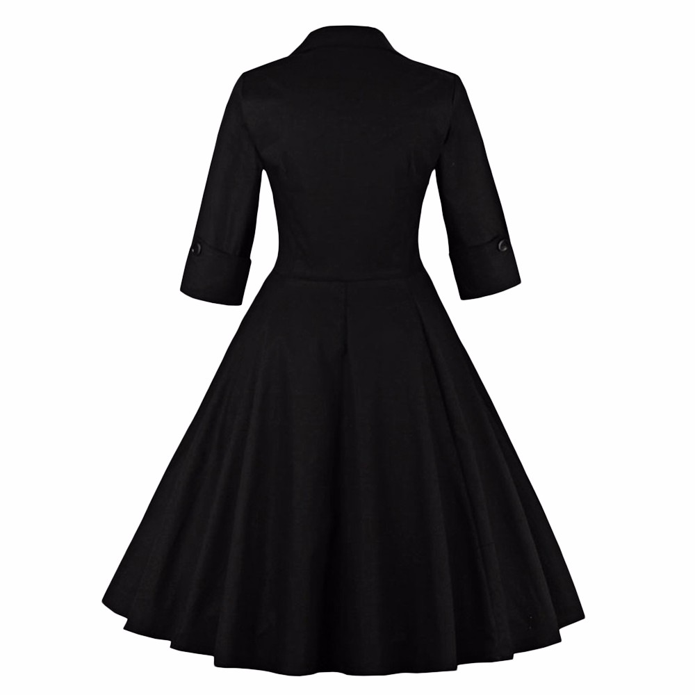 ZAFUL-Plus-Size-S4XL-Women-Elegant-Vintage-Swing-Dress-Party-Dresses-34-Sleeves-Square-Neck-60s-Rock-32772775950