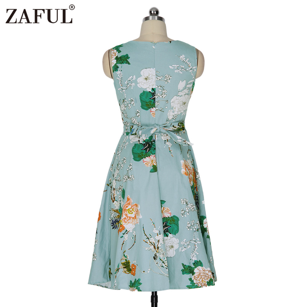 ZAFUL-Vintage-Women-Dress-feminino-Robe-Rockabilly-clothing-Audrey-hepburn-50s-retro-Print-blue-Part-32758311061