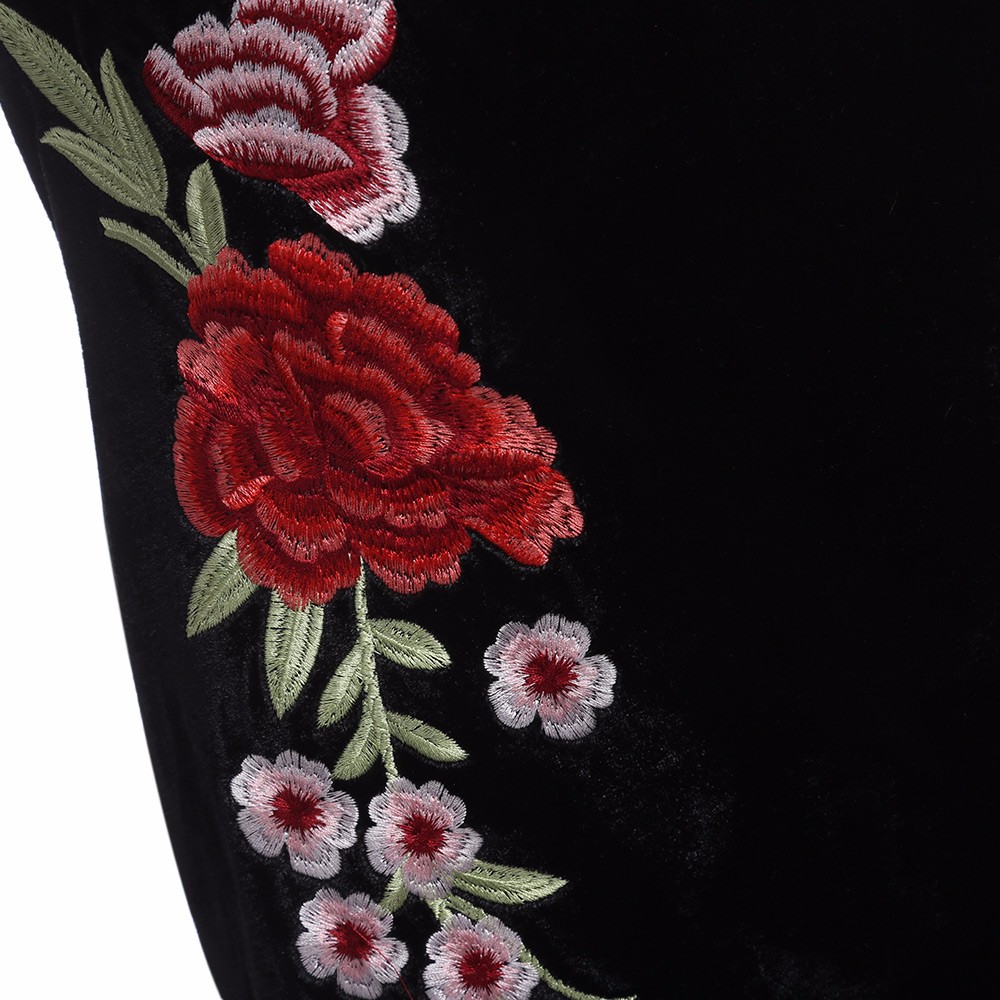 ZAFUL-Woman-Bodycon-Dress-Sexy-Slash-Neck-Off-Shoulder-Black-Velvet-Floral-Embroidery-Slim-Party-Str-32781902971