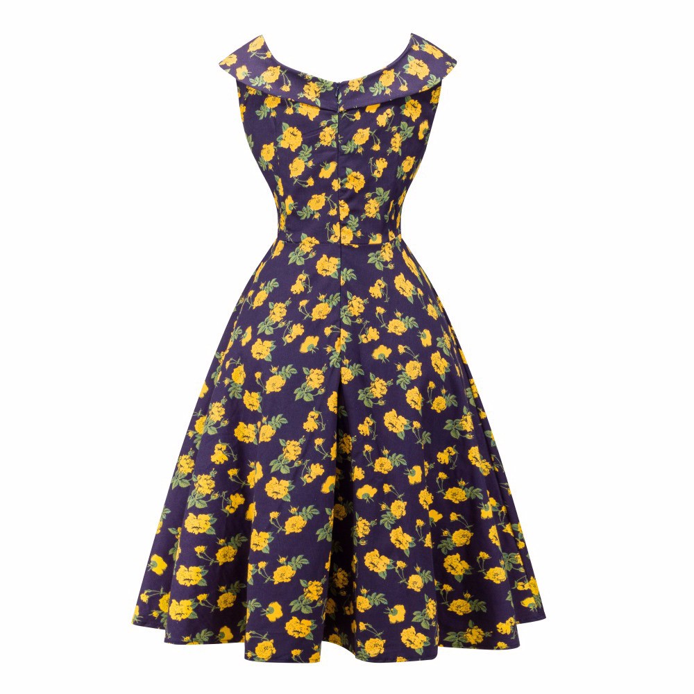 ZAFUL-Women-Audrey-Vintage-dress-60s-50s-Floral-Print-U-Neck-Pin-Up-Rockabilly-Retro-Dress-Girls-Hol-32760813963