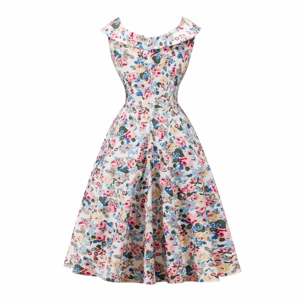 ZAFUL-Women-Audrey-Vintage-dress-60s-50s-Floral-Print-U-Neck-Pin-Up-Rockabilly-Retro-Dress-Girls-Hol-32760813963