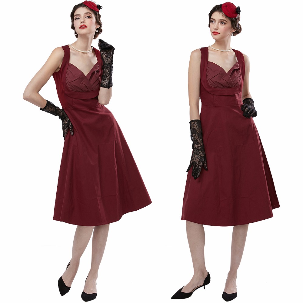 ZAFUL-Women-Plus-Size-S4XL-Cotton-Stretchy-Vintage-Dress-Sleeveless-Retro-Rockabilly-Audrey-Hepburn--32660954089