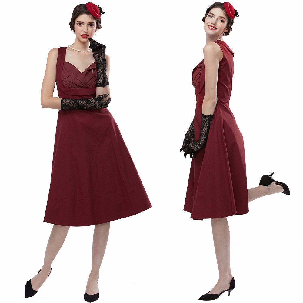 ZAFUL-Women-Plus-Size-S4XL-Cotton-Stretchy-Vintage-Dress-Sleeveless-Retro-Rockabilly-Audrey-Hepburn--32660954089