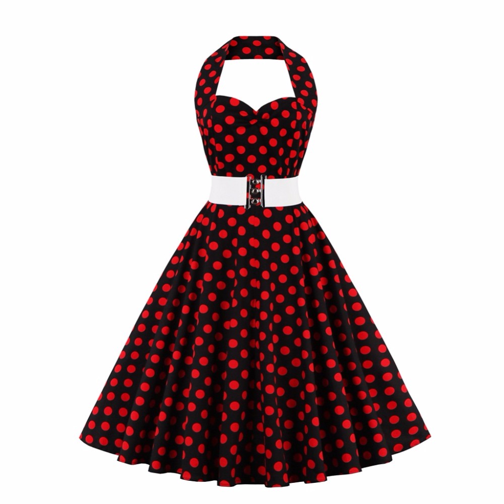 ZAFUL-Women-Plus-Size-S4XL-Vintage-Swing-Dress-Stretchy-Cotton-Sleeveless-Halter-Belts-Rockabilly-Pr-32757838465