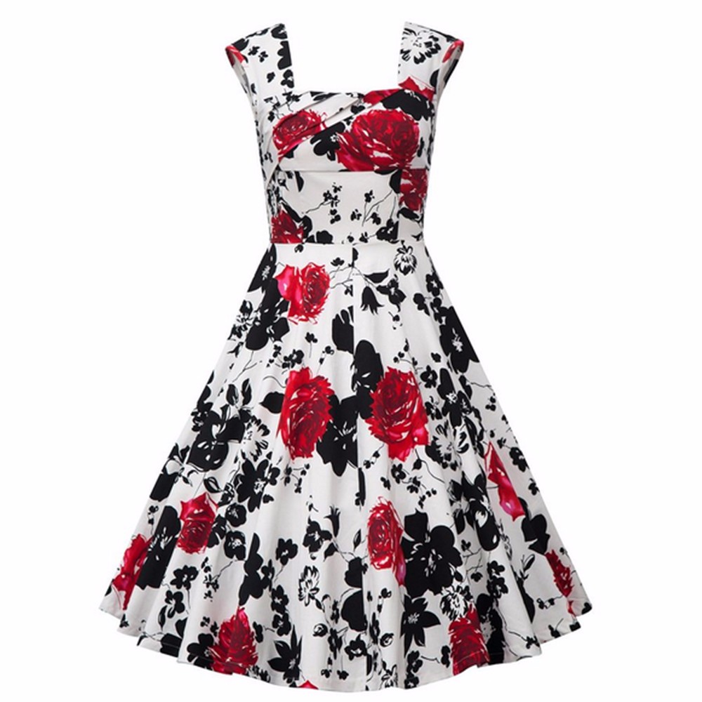 ZAFUL-Women-Rose-Floral-Vintage-Dress-50s-Audrey-hepburn-Rockabilly-Ball-gown-Plus-sizes-S4XL-Party--32656487213