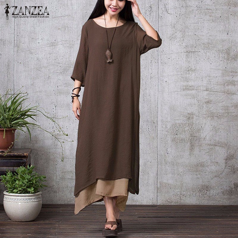 ZANZEA-Fashion-Cotton-Linen-Vintage-Dress-2017-Summer-Autumn-Women-Casual-Loose-Boho-Long-Maxi-Dress-32460480473