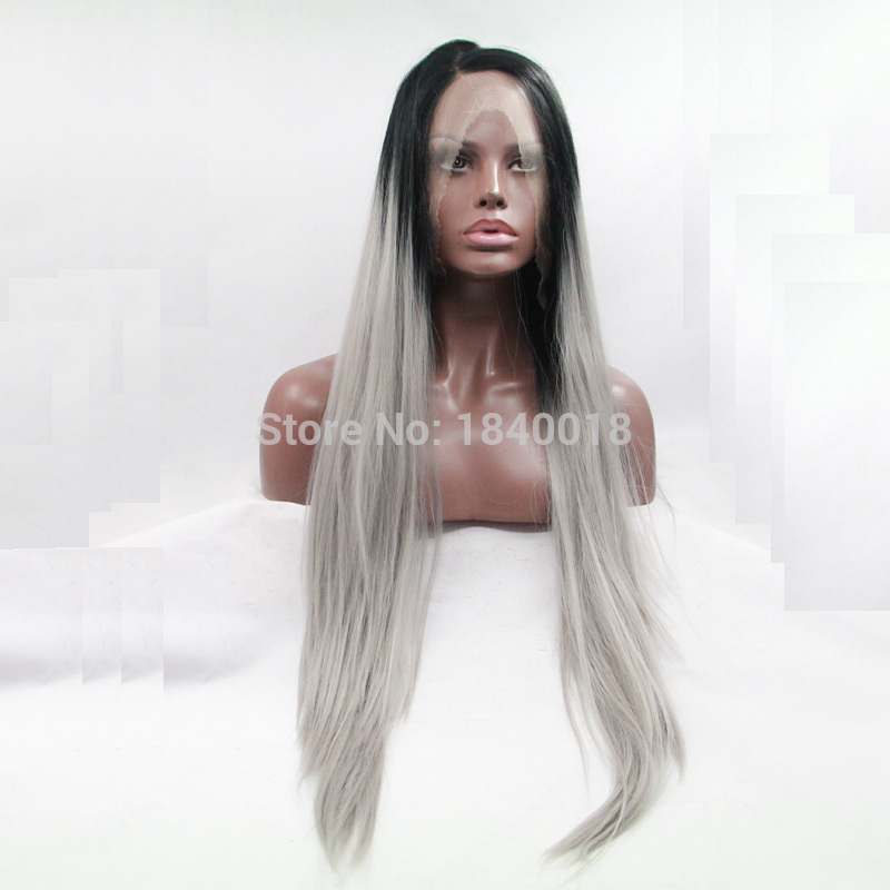 high-quality-grey-ombre-silky-straight-wigs-with-dark-roots-synthetic-lace-front-wig-heat-resistant--32491555128