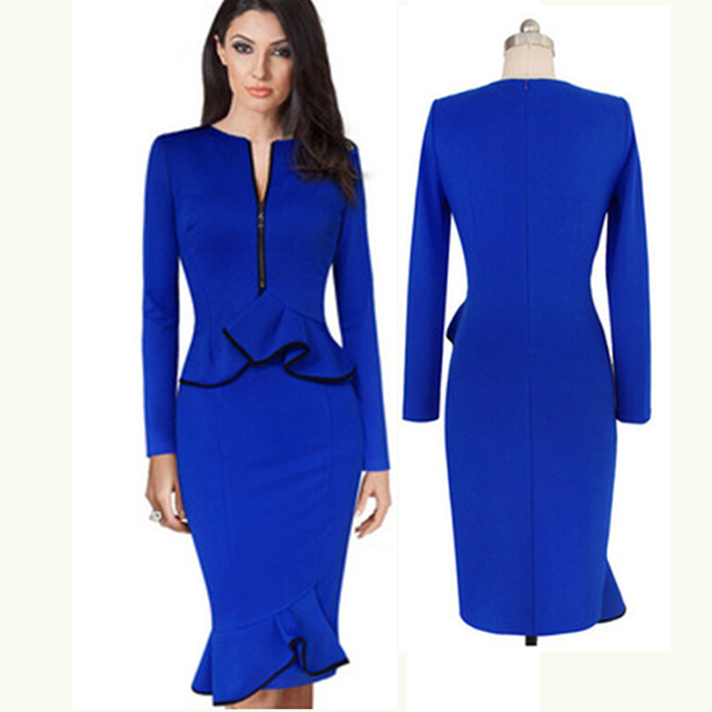 new-2017-Summer-fashion-style-women-pack-hip-dress-blue-Zipper-O-neck-long-sleeves-Ruffles-Sexy-Casu-32795267878