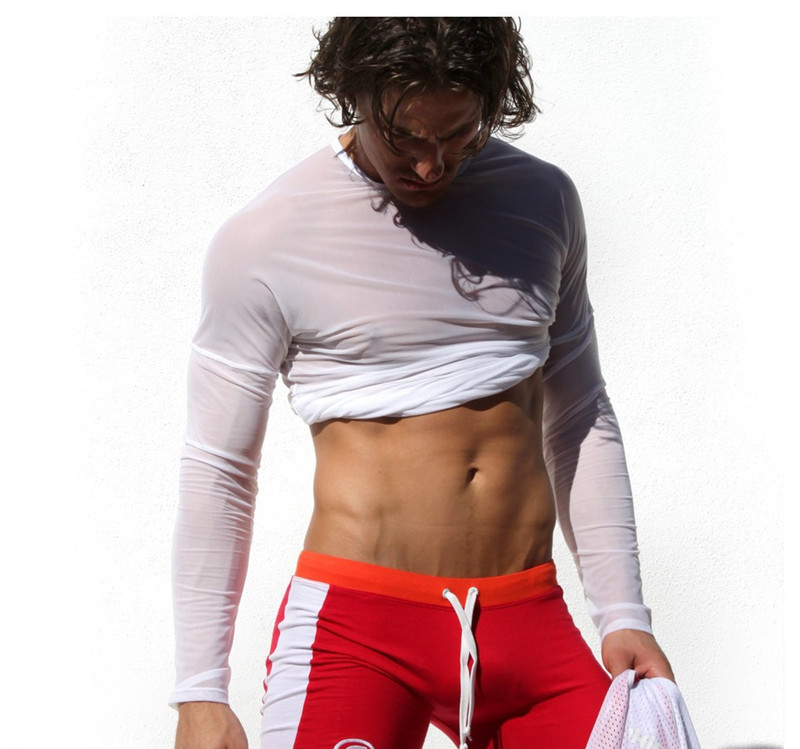 new-High-quality-transparent-gauze-long-sleeve-T-shirt-men39s-sexy-tights-Undershirt--Sexy-Tops-Unde-32631753535