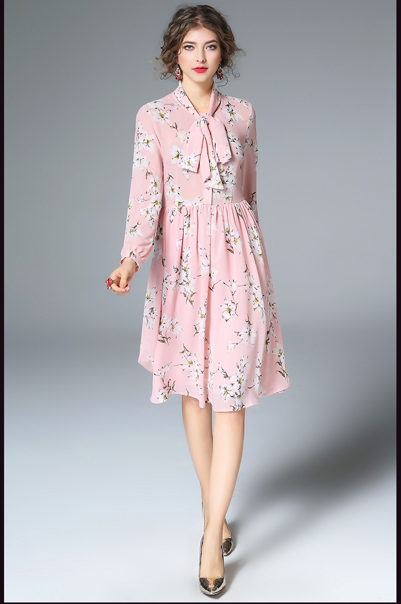 spring-summer-runway-designer-woman-dress-pink-dark-blue-silk-dress-white-flower-print-collar-bow-fa-32785878493