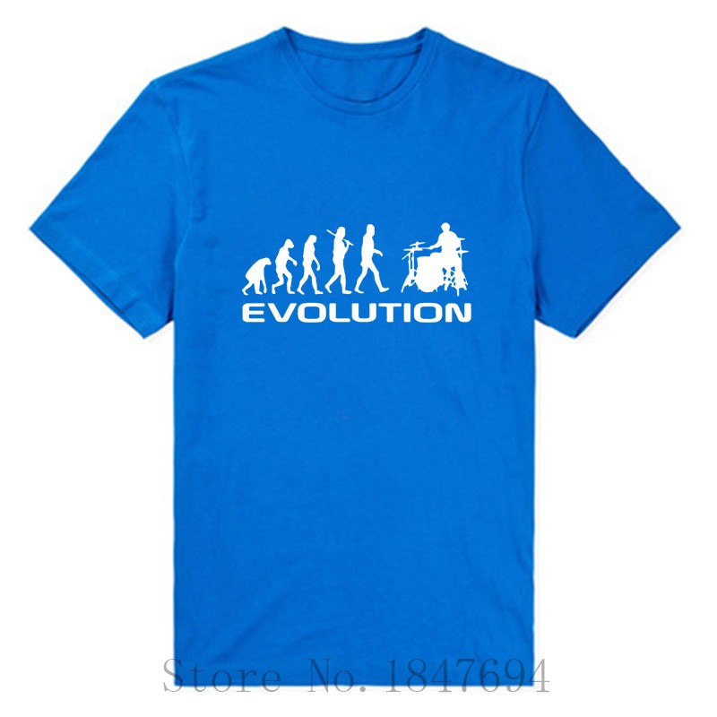 summer-Mens-T-shirt-Bodybuilding-Undershirt-Fitness-Men-Drummer-Evolution-Funny-Music-humor-Drums-T--32570855134