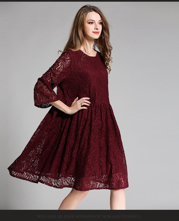 women-lace-dress-plus-size-4XL-three-quarter-sleeve-Wine-Red-Mid-Long-dresses-female-vestidos-elagan-32787806748