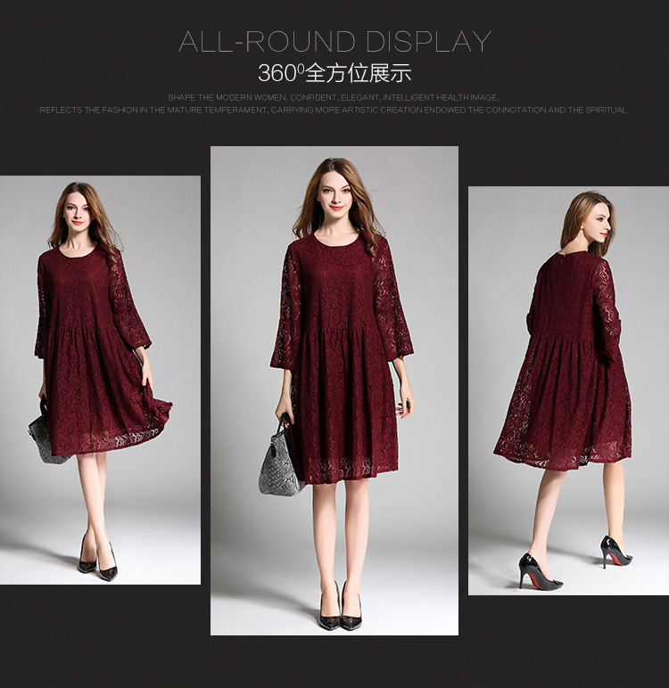 women-lace-dress-plus-size-4XL-three-quarter-sleeve-Wine-Red-Mid-Long-dresses-female-vestidos-elagan-32787806748