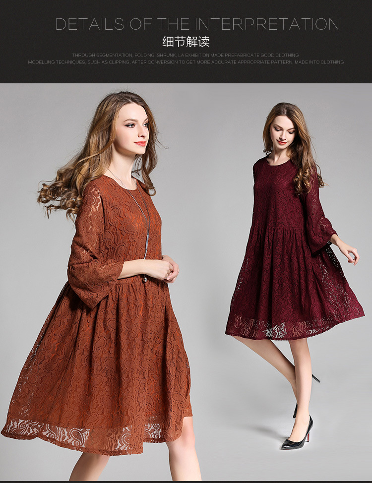 women-lace-dress-plus-size-4XL-three-quarter-sleeve-Wine-Red-Mid-Long-dresses-female-vestidos-elagan-32787806748