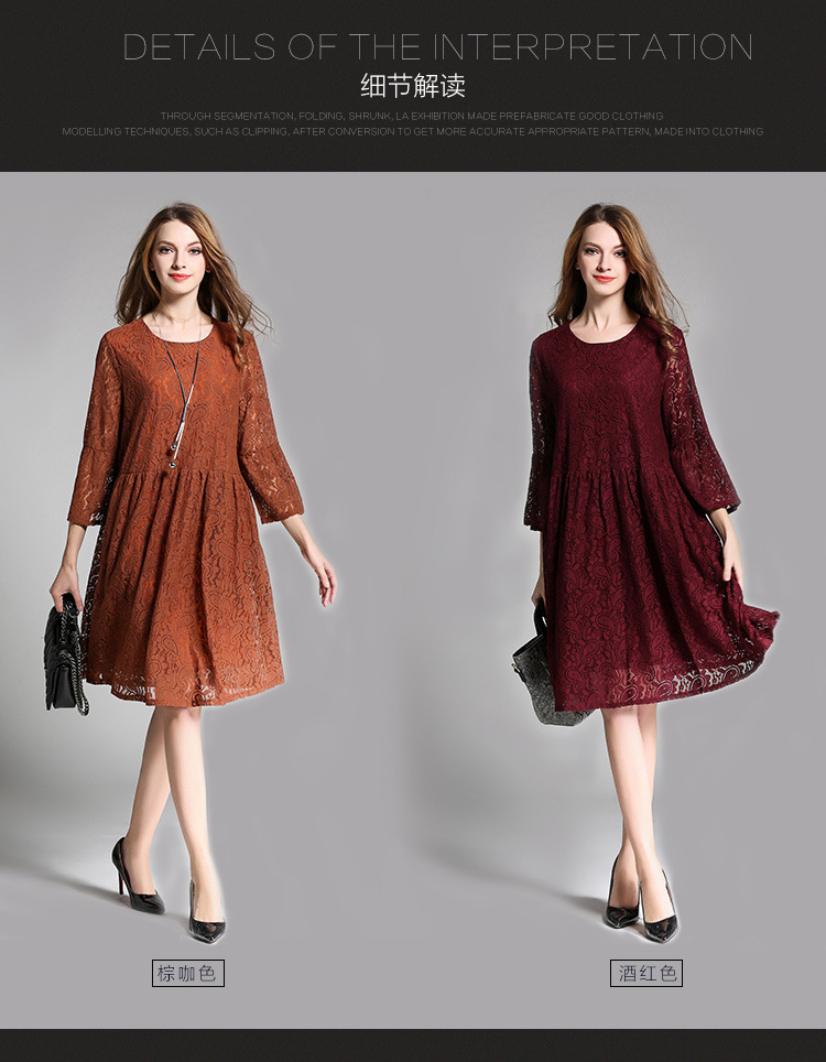 women-lace-dress-plus-size-4XL-three-quarter-sleeve-Wine-Red-Mid-Long-dresses-female-vestidos-elagan-32787806748