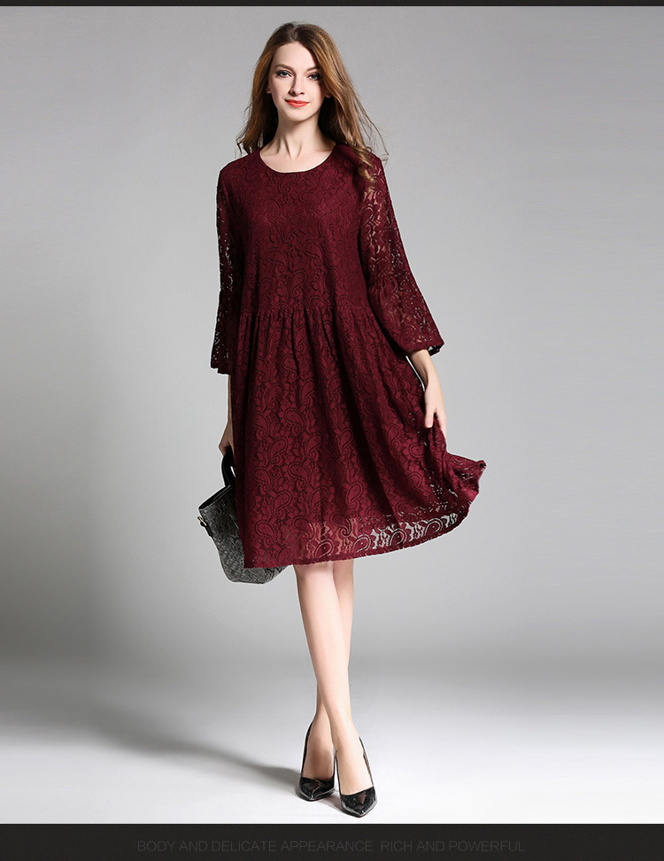 women-lace-dress-plus-size-4XL-three-quarter-sleeve-Wine-Red-Mid-Long-dresses-female-vestidos-elagan-32787806748