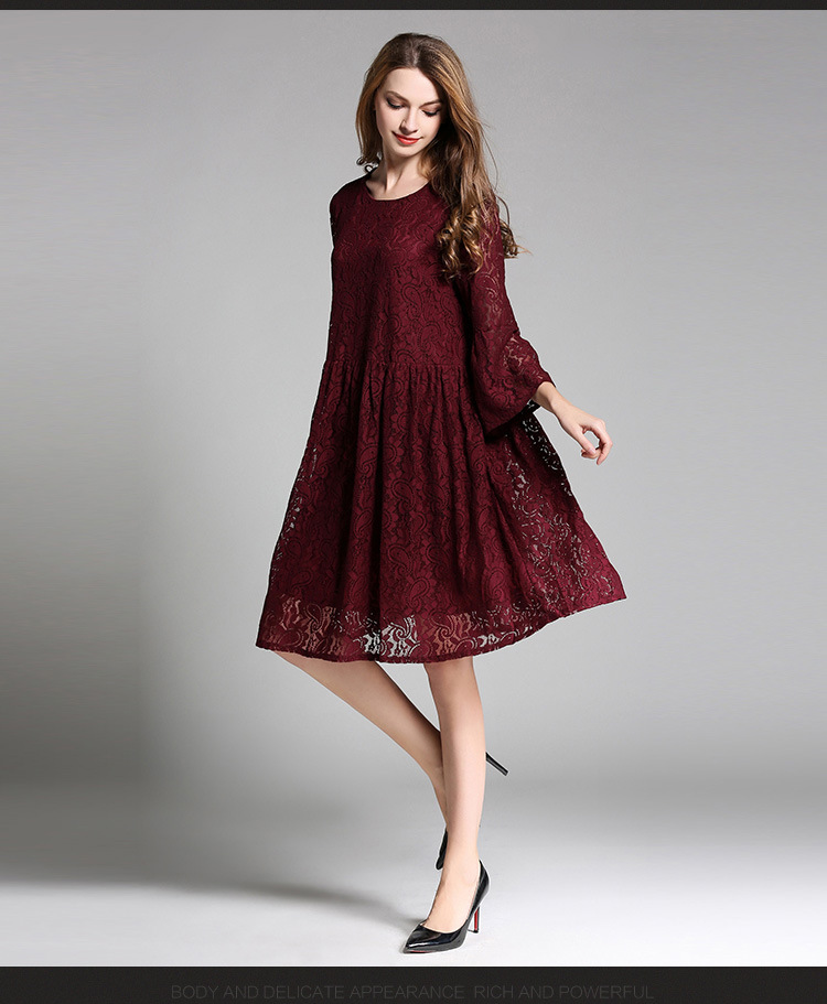 women-lace-dress-plus-size-4XL-three-quarter-sleeve-Wine-Red-Mid-Long-dresses-female-vestidos-elagan-32787806748