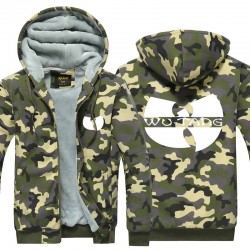  Wu Tang Symbol Hoodie Camouflage Winter Coat Chinese Traditional Culture Pattern Thicken Fleece US Plus Size 