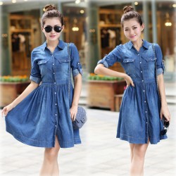 2015 Summer Style Denim Dress Vestidos Femininos Plus Size Women Clothing Feminine Jeans Dresses