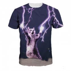 2016 New Arrive T-shirt Casual t shirt Men's tshirt Tops Fashion Tee Shirts Lightning Super Cat Summer Style