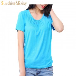 2016 summer Fashion women t-shirts Ladies loose short sleeve candy color tops and tees Comfortable Elastic tops plus size 6XL